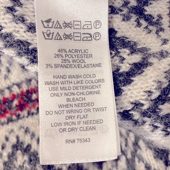 Aspen Open Front  Long Cardigan Cream Red Charcoal Size Large - Picture 5 of 5